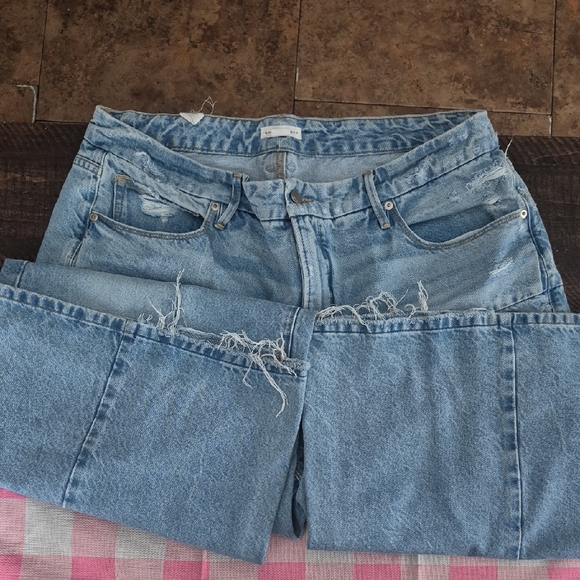 Good American Denim - Good American Medium Blue Distressed Flare Jeans